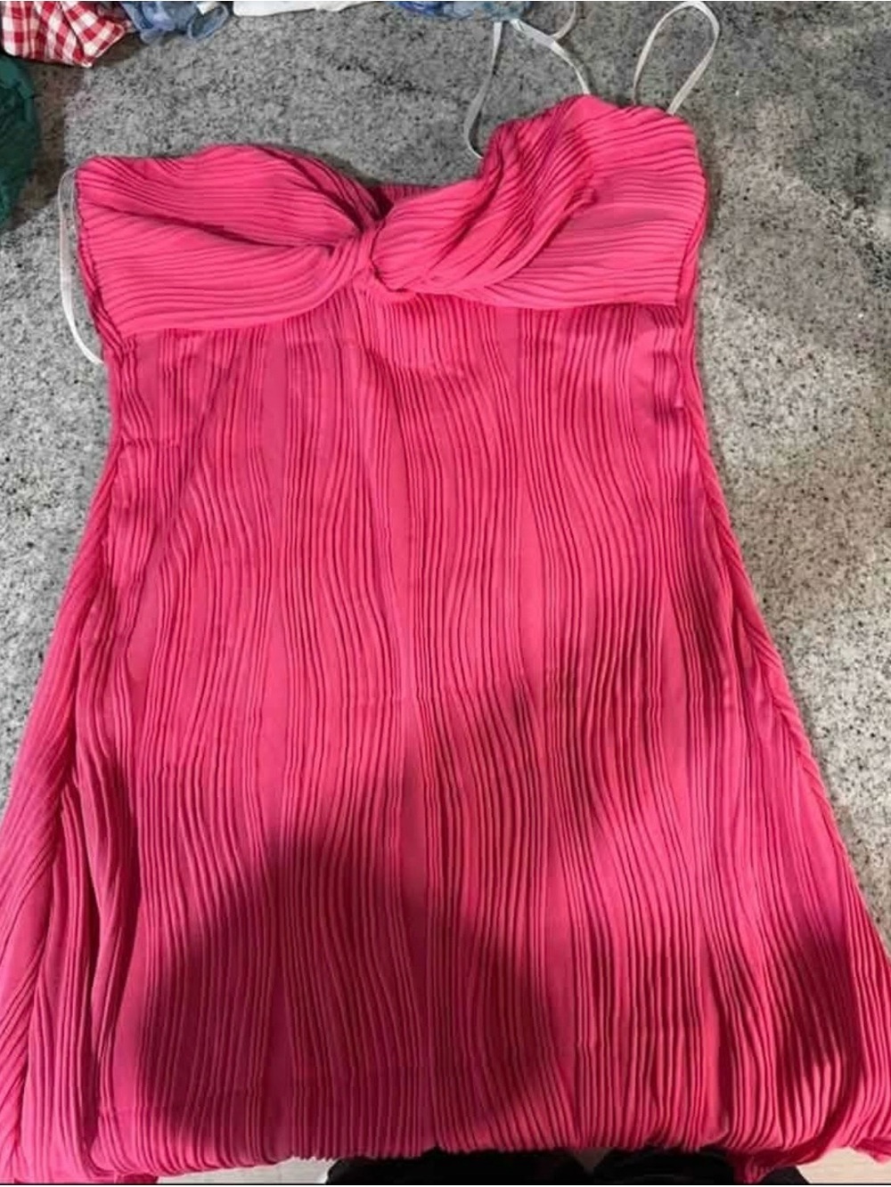 SHEIN Fuchsia Pleated Strapless Mini Dress